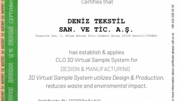 Deniz Tekstil Gets CLO3D Sustainability Certificate